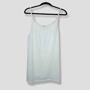 Torrid Tank Top Textured Ruffle Trim Waffle Knit Elastic Chest White Women's 2X